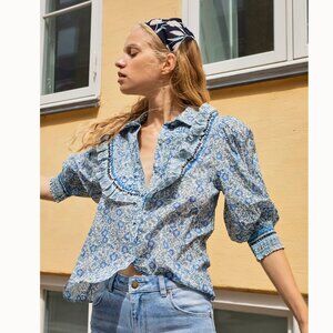 Free People Saison de la Fleur Meadow Blouse size M